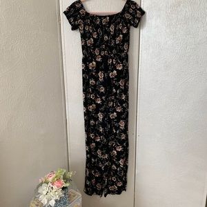 Xhilaration • Black floral smocked jumpsuit